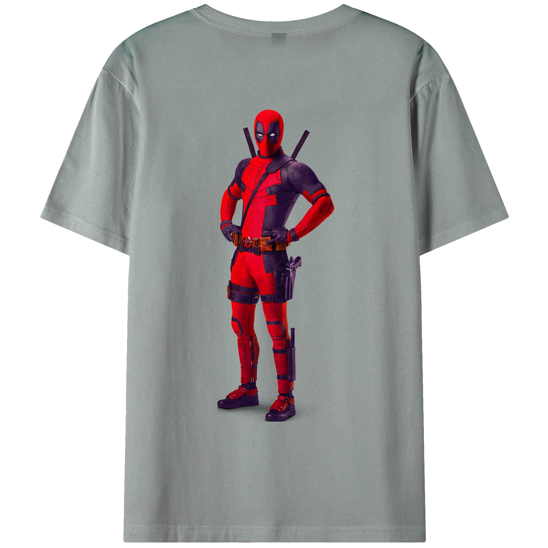 （画像用） Deadpool デッドプール 綿100％ メンズ半袖Tシャツ（バックプリント） 通気性